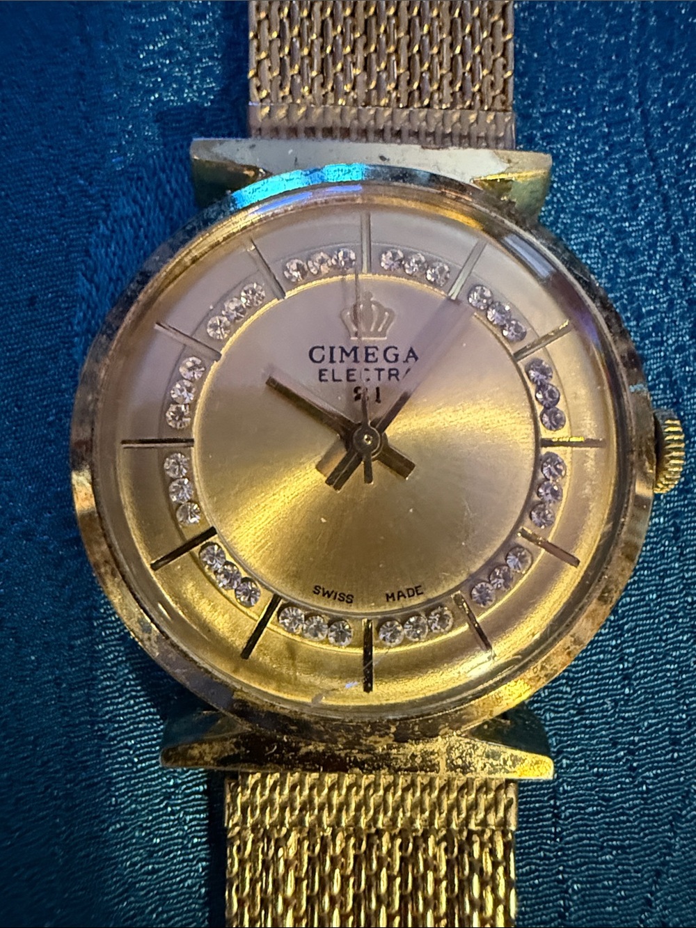 Vintage CIMEGA Electra 21 watch does work dial has crystals